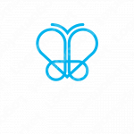 蝶とシンプルとハートのロゴ