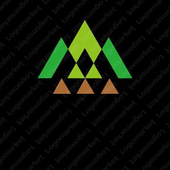 森と木と三角形のロゴ