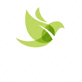 鳥と葉っぱと自然のロゴ