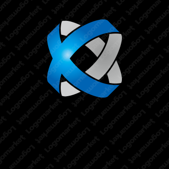 Xと3Dと球体のロゴ