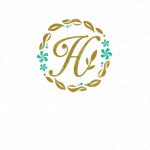 Hと飾り罫と女性らしいのロゴ
