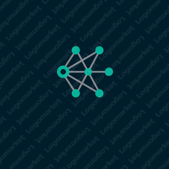 ネットワークとドットと近未来感のロゴ