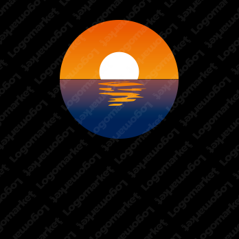 夕日と海と自然のロゴ