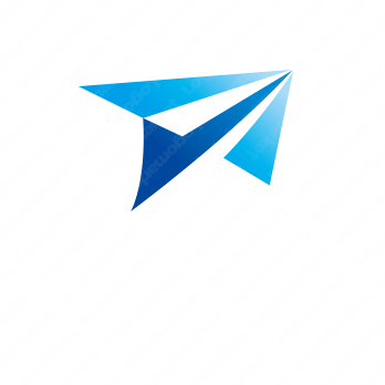 紙飛行機と未来と成功のロゴ