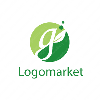葉とグリーンと「G」のロゴ