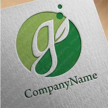 葉とグリーンと「G」のロゴ