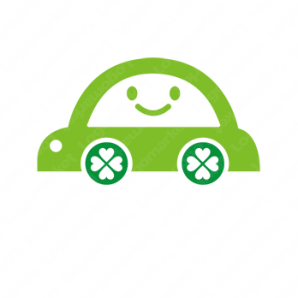ロゴ作成デザインです シンプルワークス四つ葉のタイヤのスマイルカー車をイメージしたロゴマークです