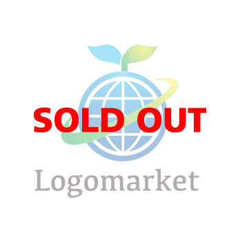 地球と若葉と成長のロゴ