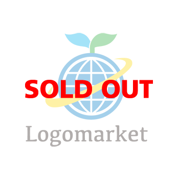 地球と若葉と成長のロゴ