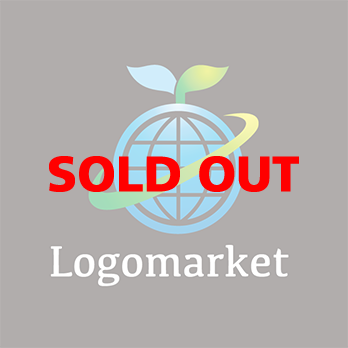 地球と若葉と成長のロゴ