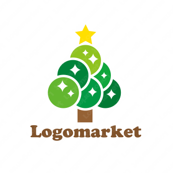 木とクリスマスとパーティーのロゴ