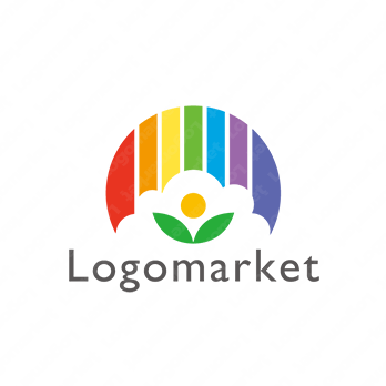 虹と若葉と成長のロゴ