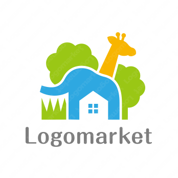 家とゾウとキリンのロゴ