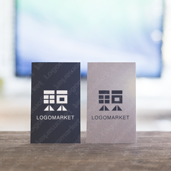 漢字とブロックとシンプルのロゴ