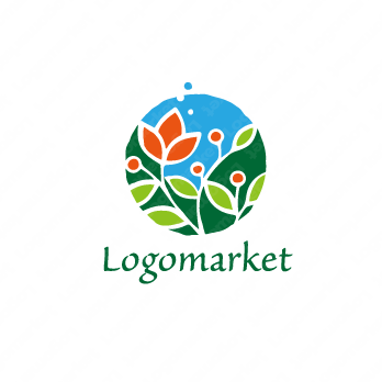 空と植物と亜熱帯のロゴ