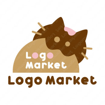 ロゴ作成デザインです Muni可愛い猫が特徴のケーキ屋さん猫をイメージしたロゴマークです