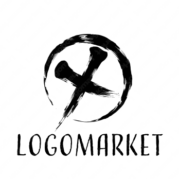 ロゴ作成デザインです Trava Design トラバ 筆文字のまるとばつ筆文字をイメージしたロゴマークです