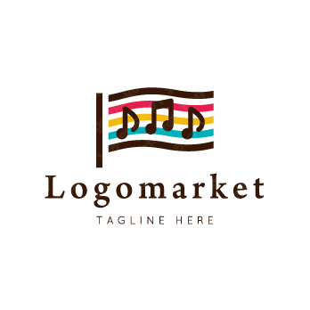 ロゴ作成デザインです Ecacoca五線譜の旗フラッグをイメージしたロゴマークです